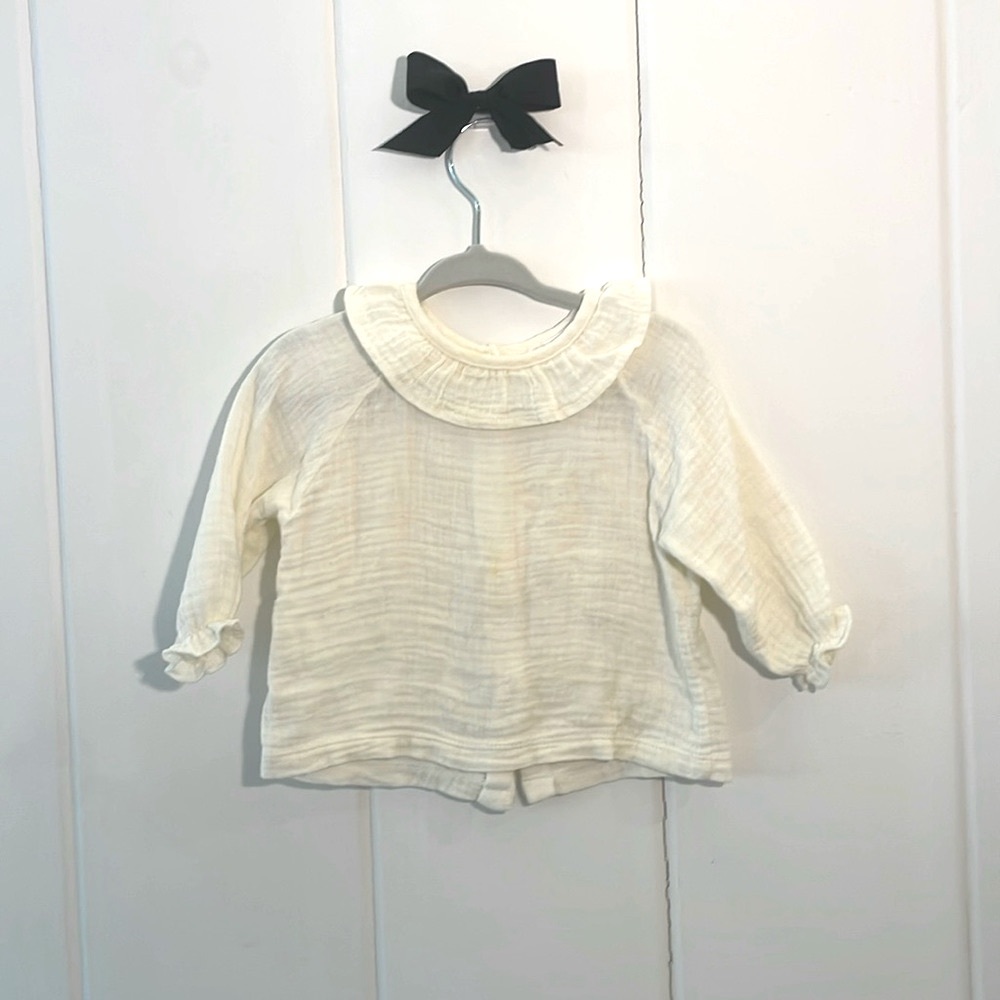 Zara ivory gauze blouse 3-6m